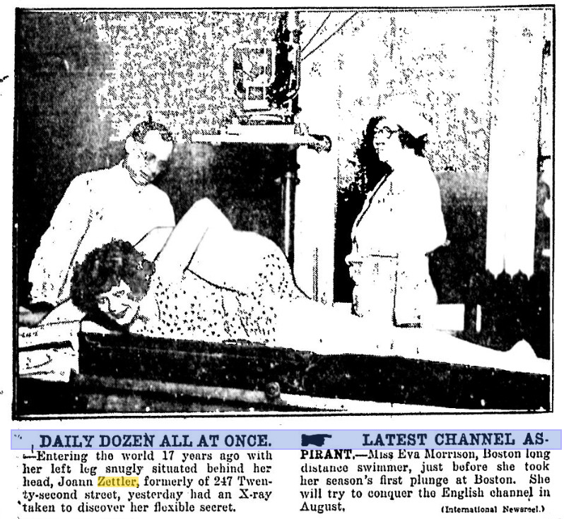 Milwaukee Sentinel:  Joann Zettler, Daily Dozen All At Once&nbsp;(1926)